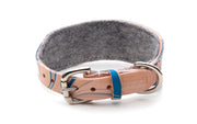 Leather hound collar showing buckle and felt lining