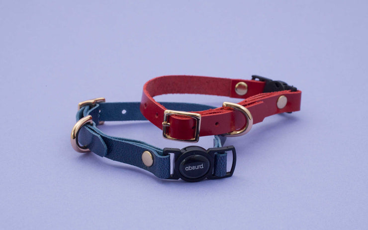 Fancy Leather Cat Collars with Breakaway Buckle