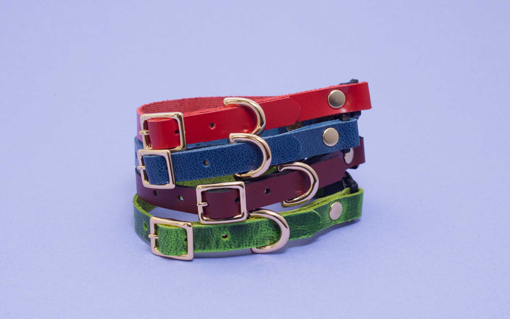 Fancy Leather Cat Collars with Breakaway Buckle