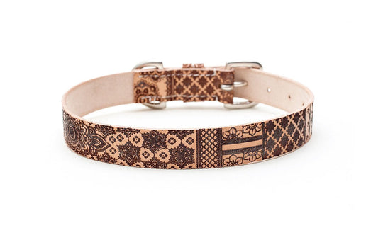 Etched Leather Dog Collar : Anise - Absurd Design