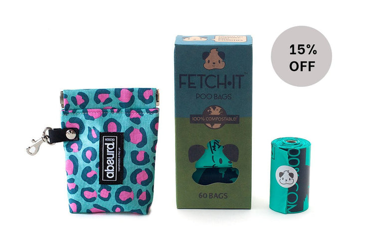 FETCH.IT Compostable Poo Bags (60 Bags) + Absurd Design Fabric Poop Bag Holder - Absurd Design