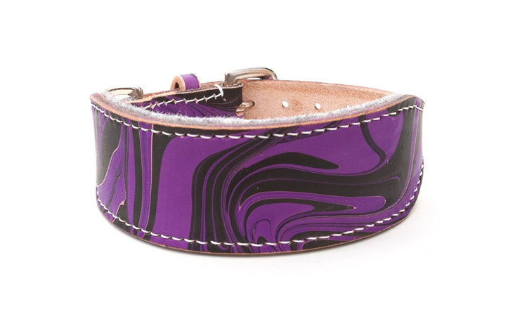 Style Gothic, purple and black leather Sighthound collar 