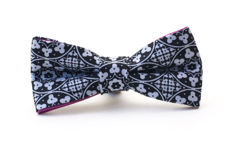 stylish dog dickie bow in black and white fabric