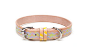 Mojito Painted Leather Dog Collar with buckle and D ring