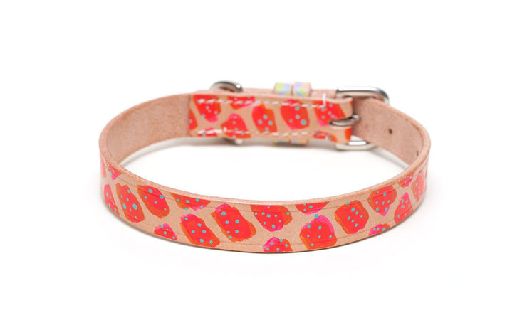 Hand Painted Leather Dog Collar: Cosmopolitan - Absurd Design