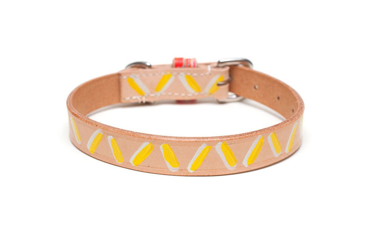 Hand Painted Leather Dog Collar: Dirty Banana - Absurd Design