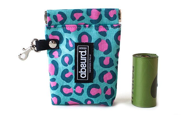 Dog Poop Bag Holder & Dog Treat Bag: Bright Leopard - Absurd Design 