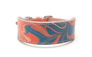 Style Britannia, red and blue leather Sighthound collar 