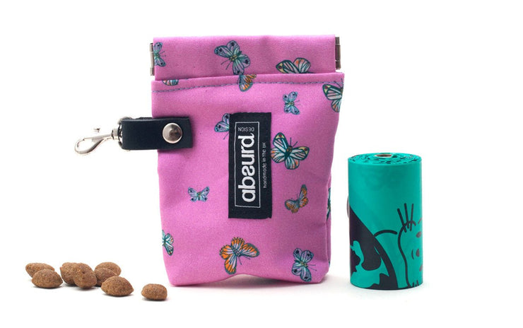 Dog Poop Bag Holder & Dog Treat Bag: Butterfly - Absurd Design