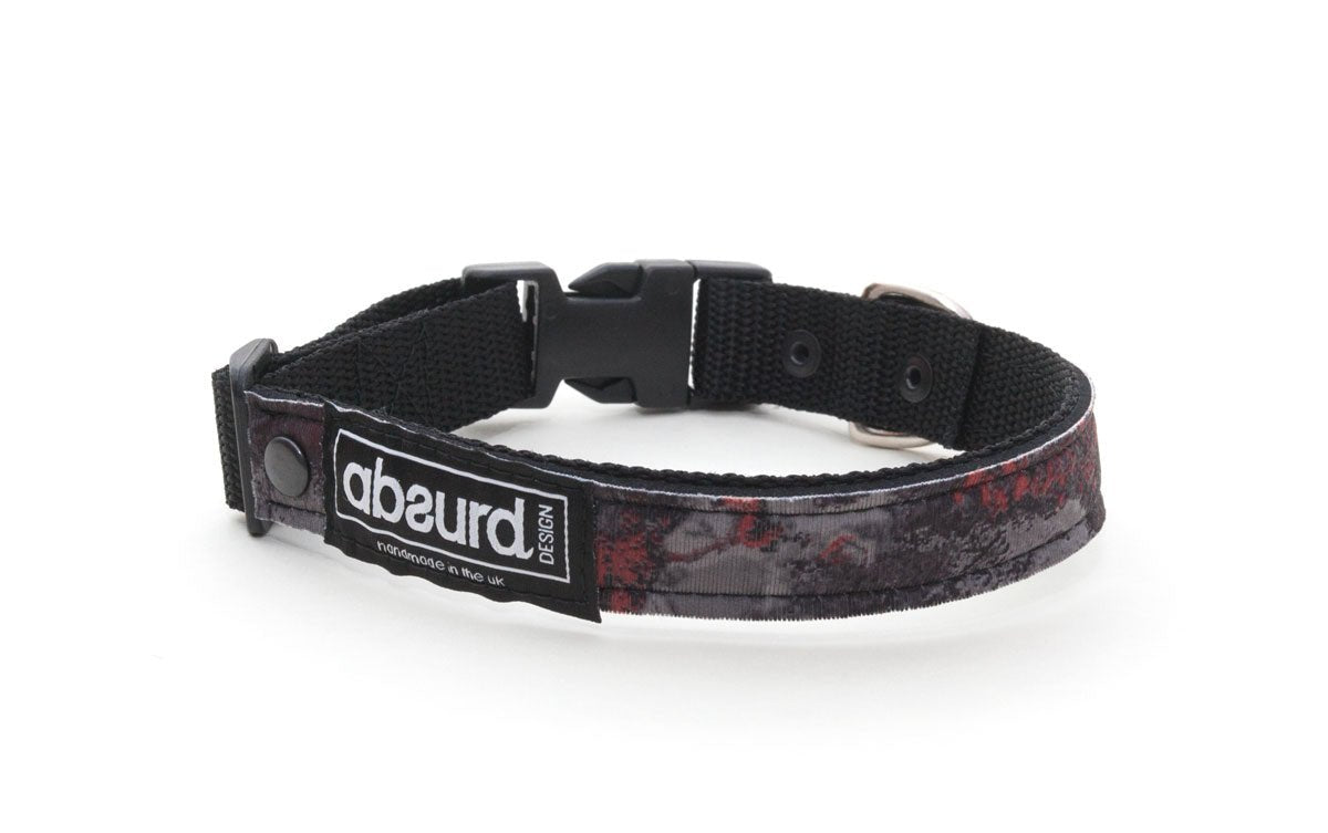 Grey and red camo soft neoprene dog collar