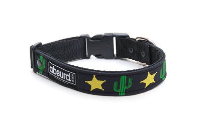 neoprene dog collar with cactus and sheriff badge design