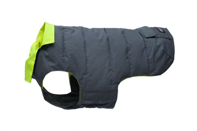 Designer Waterproof Dog Coat: Grey/Hi-Vis - Absurd Design