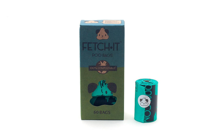 FETCH.IT Compostable Poo Bags (60 Bags) + Absurd Design Poop Bag Holder With Pocket - Absurd Design