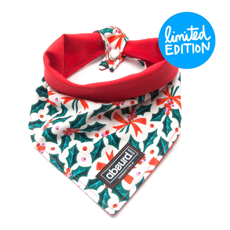 Christmas Dog Bandana: Jolly Holly Red