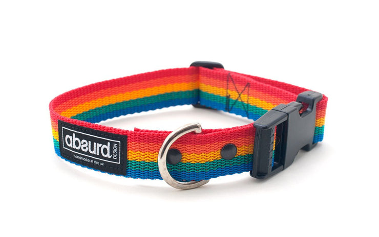 Rainbow Webbing Dog Collar