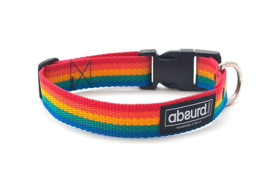 Rainbow Webbing Dog Collar