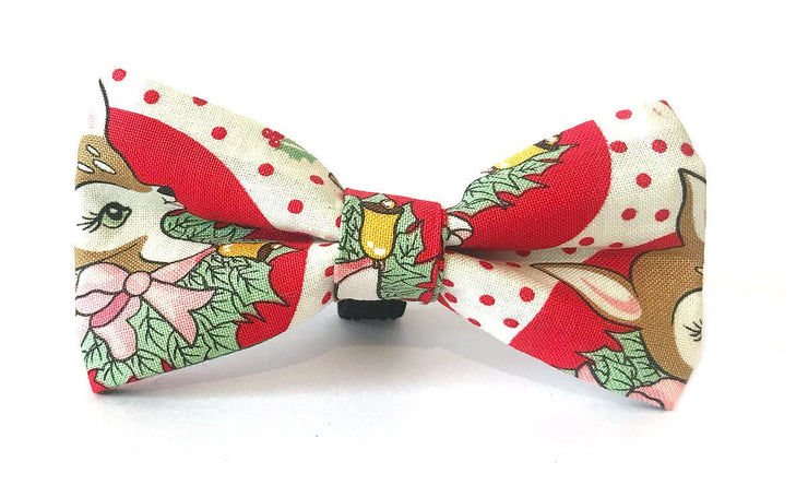 Christmas Fabric Bow : Reindeer Kitsch Red