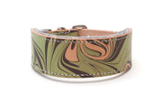 Style Sleepyhead, green and brown leather Sighthound collar 