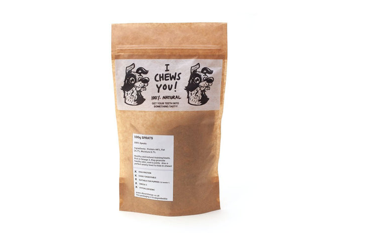 Bag of Absurd Design Sprats label showing ingredients