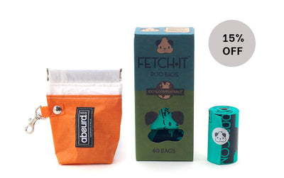 FETCH.IT Compostable Poo Bags (60 Bags) + Absurd Design Upcycled Poop Bag Holder - Absurd Design