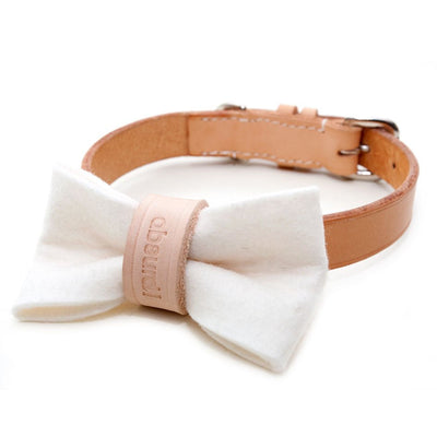 Wool Felt Dog Bow Tie: WHITE - Absurd Design 